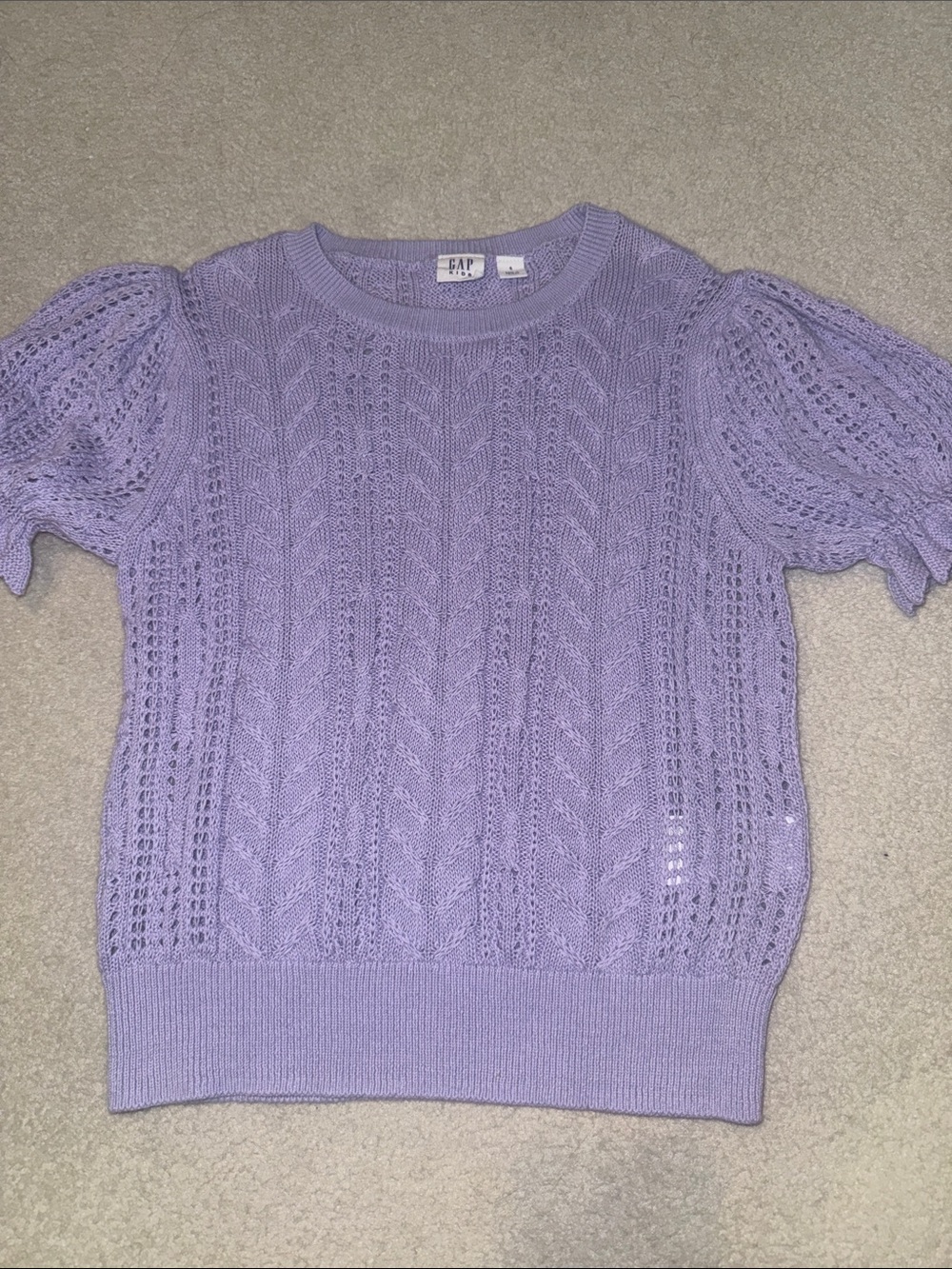 GAP Kids Lavender Knit Puff Sleeve Top